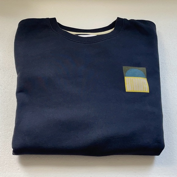 Saturdays New York City Other - SATURDAYS NYC FRENCH TERRY BOWERY SUN GRAPHIC SWEATSHIRT NAVY BLUE BOYFRIEND